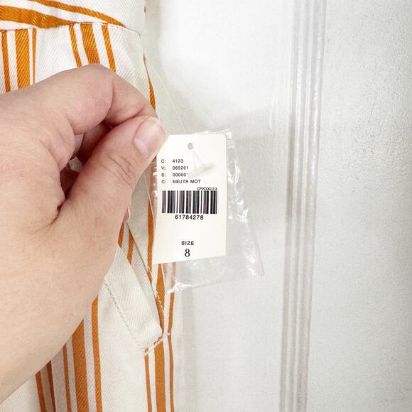 Anthropologie MAEVE Sunshine Wide Leg Satin Striped Pants Yellow White NEW 8 NWT - Picture 7 of 16